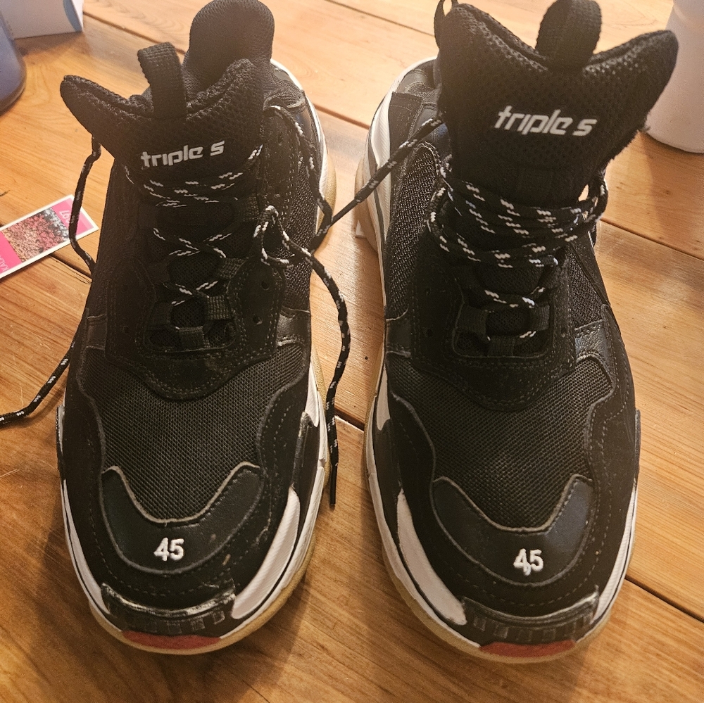 Mens Sz 12 Black Triple S Sneakers